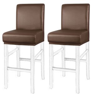 Waterproof Bar Stool Covers Counter Short Back Chair 2pcs Coffee Color